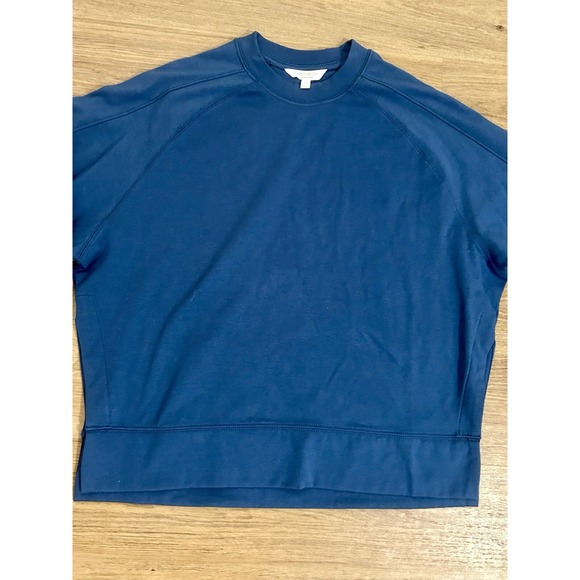 Earth Yoga Tunic Sweatshirt M Oversized Activewear Sustainable Blue Womens NWOT - Picture 2 of 12